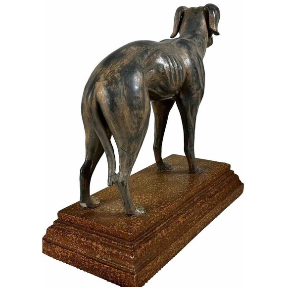 Art Deco Style Bronzed Statue Sculpture Whippet Greyhound Dog on Base - Picture 3 of 10
